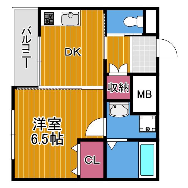 LIBERTY大井(1DK/3階)の間取り写真
