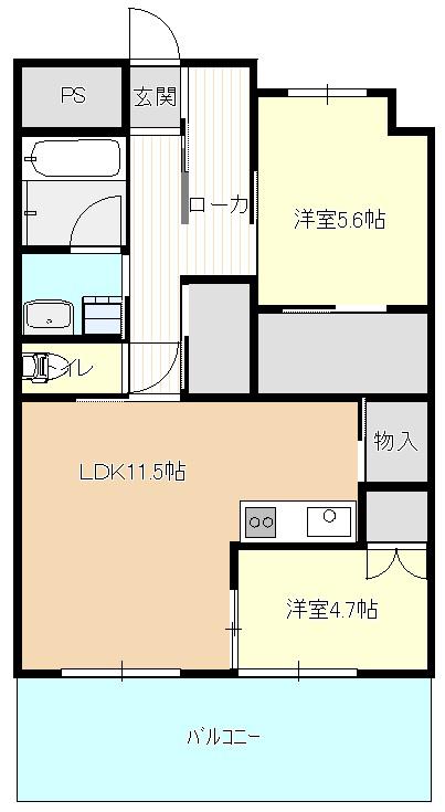ディアコート新栄(2LDK/7階)の間取り写真