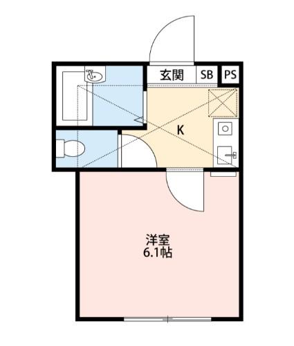 ミキハイツ淵野辺(1K/1階)の間取り写真