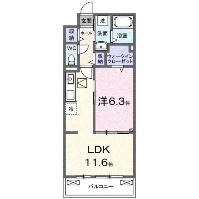 ポムドパン北花田(1LDK/1階)の間取り写真