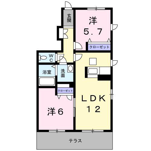 シャーメゾン春日A(2LDK/1階)の間取り写真