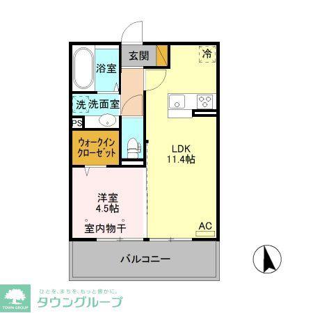 ル リッシュC(1LDK/3階)の間取り写真