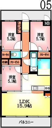 ベルポスト(3LDK/4階)の間取り写真
