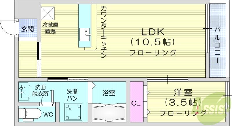 エスポワール(1LDK/2階)の間取り写真