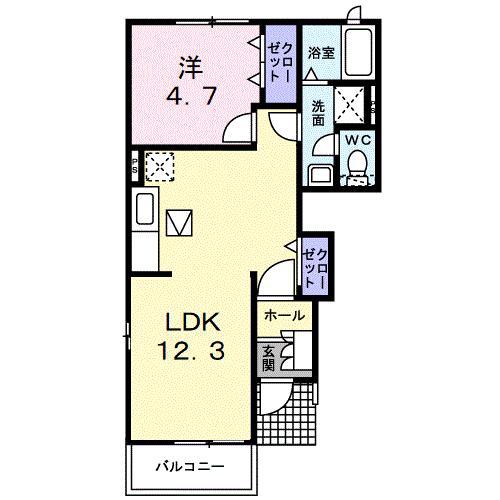 グランシャトーINO II(1LDK/1階)の間取り写真