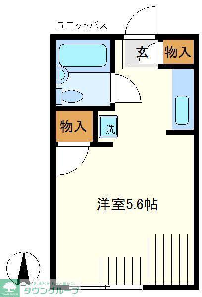 グランドヒル岡上B(ワンルーム/2階)の間取り写真
