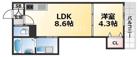AXIA CITY 兵庫(1LDK/1階)の間取り写真