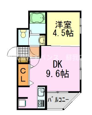 ヴィクトリアンコート神明町(1LDK/3階)の間取り写真
