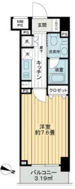 ライオンズクオーレ東京三ノ輪シティゲート(1K/9階)の間取り写真