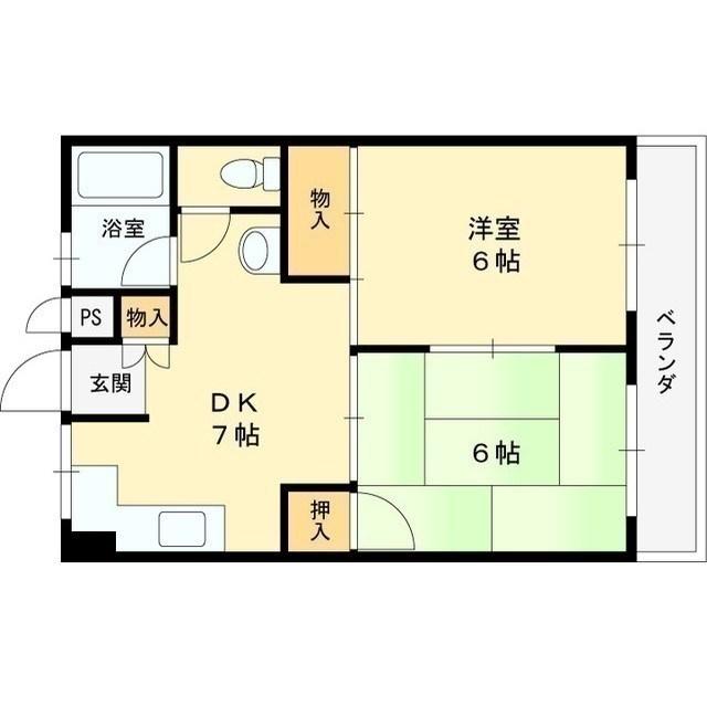 寿コーポ(2DK/3階)の間取り写真