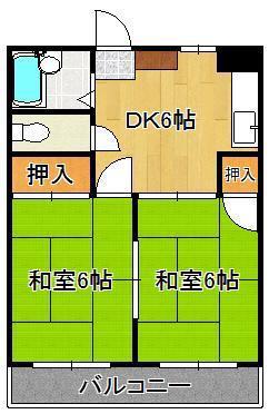 シャトレ松尾(2DK/4階)の間取り写真