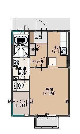 サニーサイド1(1K/1階)の間取り写真