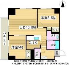 リシェール南郷通(2LDK/5階)の間取り写真