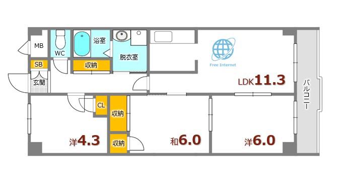 コスモス府中(3LDK/2階)の間取り写真