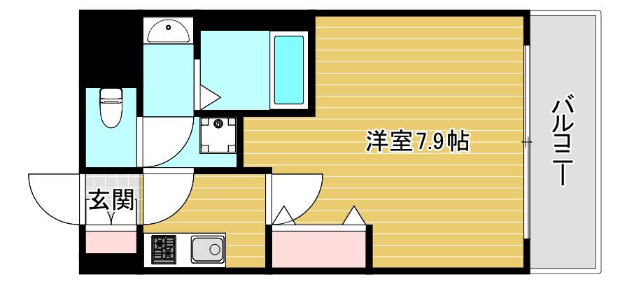 セオリー大阪ベイシティ(1K/2階)の間取り写真