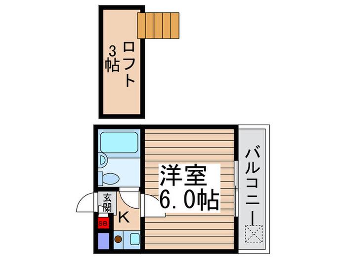 ジュネパレス新松戸第3ユキミ(1K/2階)の間取り写真