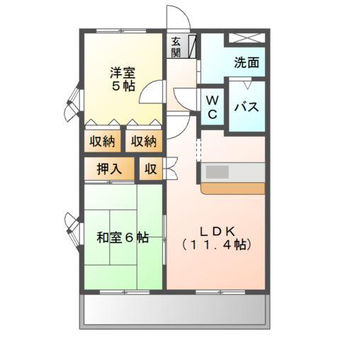 リブ・ヒルズ(2LDK/1階)の間取り写真