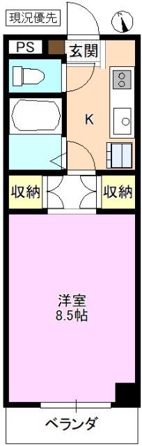 サンシャトー国分(1K/1階)の間取り写真