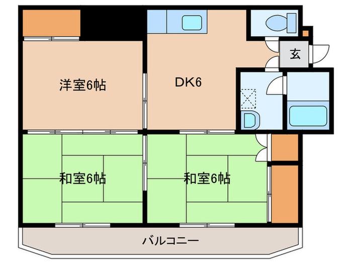 サンスカイ玉里(3DK/3階)の間取り写真