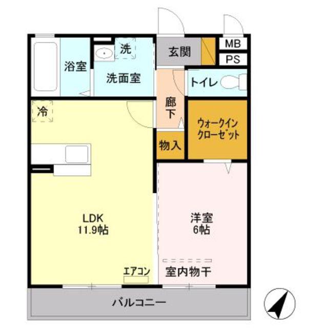 ガーデンヒルズ(1LDK/3階)の間取り写真