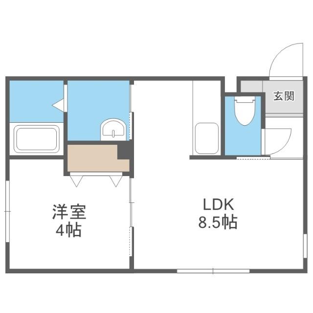 マリオット共栄町(1LDK/1階)の間取り写真