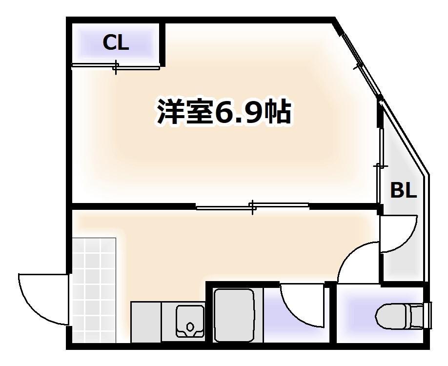 マンション楠木(1K/4階)の間取り写真