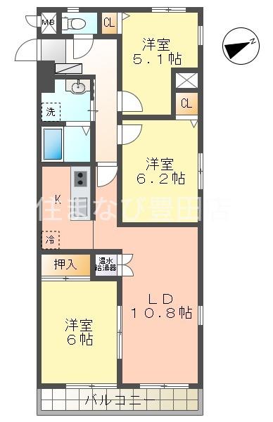 CASA ELEVATO(3LDK/4階)の間取り写真