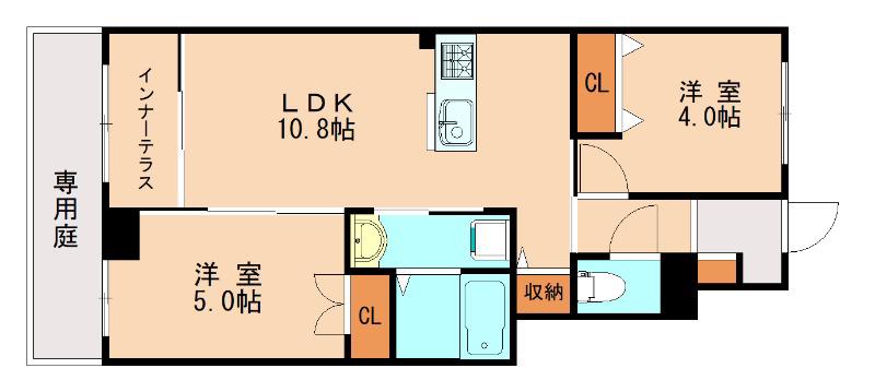 イルミ フェイト(2LDK/1階)の間取り写真