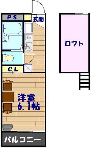 レオパレス彩II(1K/3階)の間取り写真