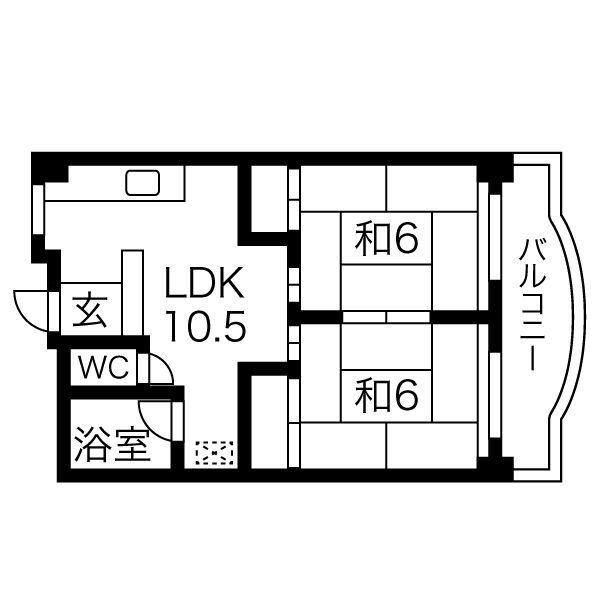 マンション桜本町(2DK/2階)の間取り写真