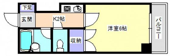 ウエストウッドII(1K/2階)の間取り写真