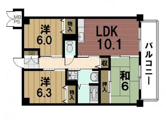 ワンネス21(3LDK/6階)の間取り写真