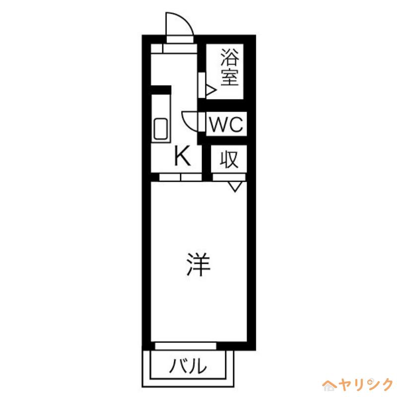 クレベール庄内緑地(1K/2階)の間取り写真