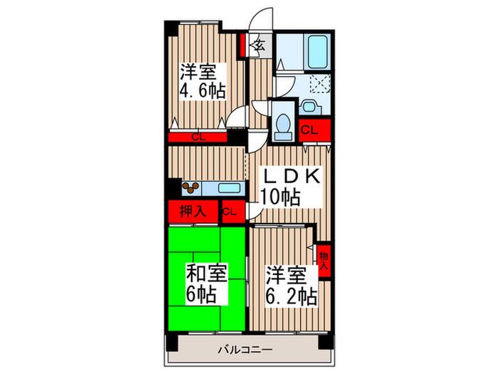エマーレ南浦和(3LDK/6階)の間取り写真