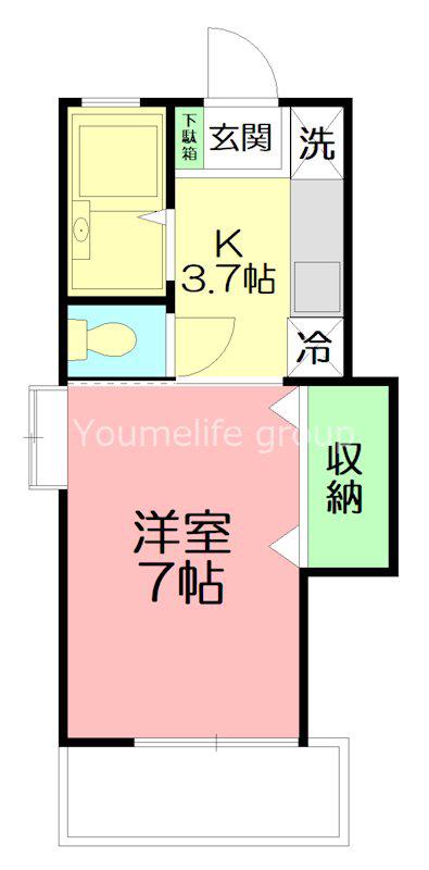 エクセレント(1K/1階)の間取り写真