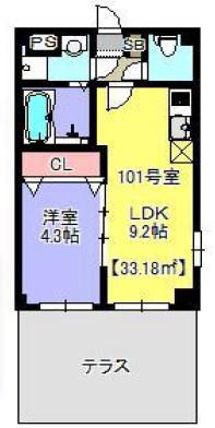 アルコバレーノ マクハリ(1LDK/1階)の間取り写真