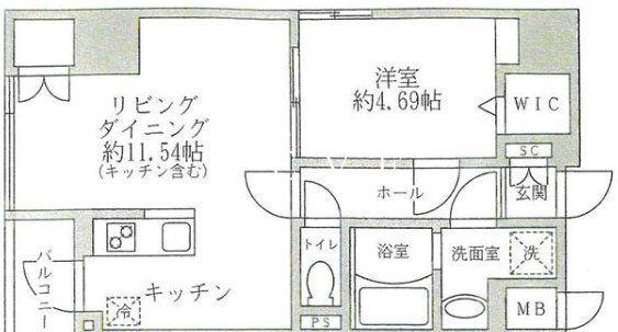 プライムコート蔵前(1LDK/5階)の間取り写真