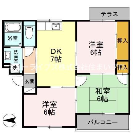 アムールワイアンドエヌ(2LDK/1階)の間取り写真