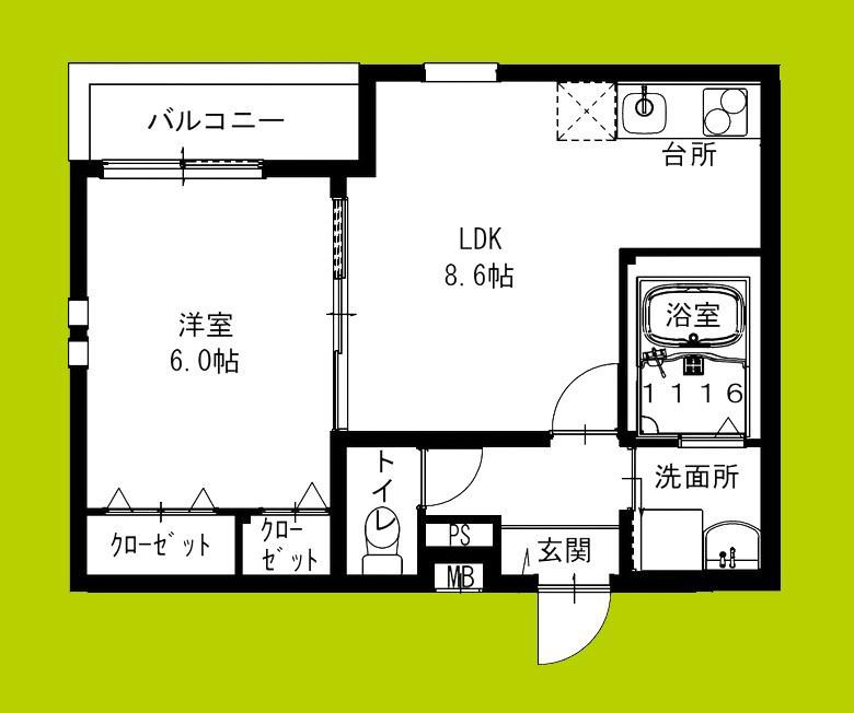 フジパレス岸和田駅前I番館(1LDK/3階)の間取り写真