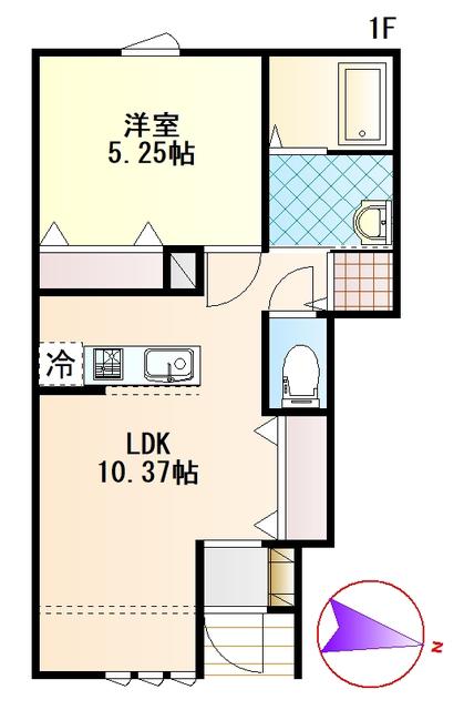 ベルフラット大町(1LDK/1階)の間取り写真