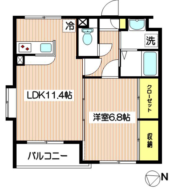 エスポワール多摩川(1LDK/4階)の間取り写真
