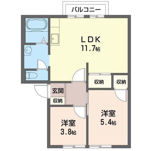 ハイツサンモールII(2LDK/1階)の間取り写真