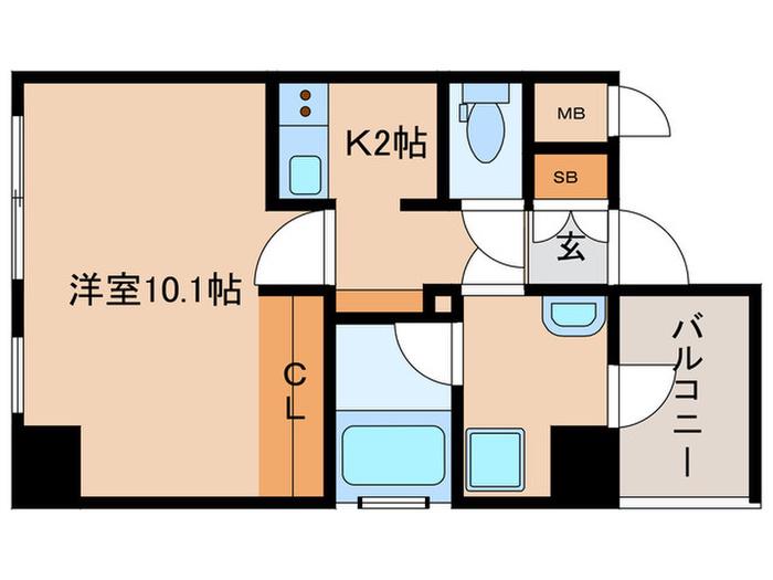 ノヴェル堀江町(1K/6階)の間取り写真