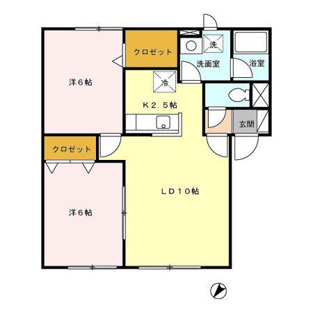 マルシェII(2LDK/2階)の間取り写真