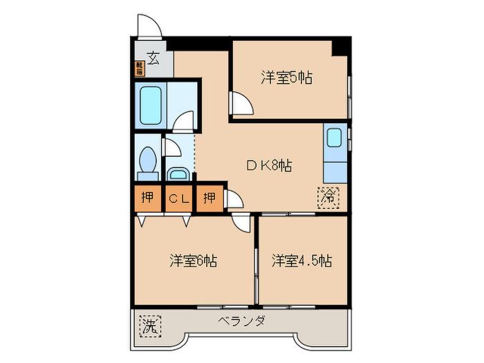 クリーンビル(3DK/4階)の間取り写真