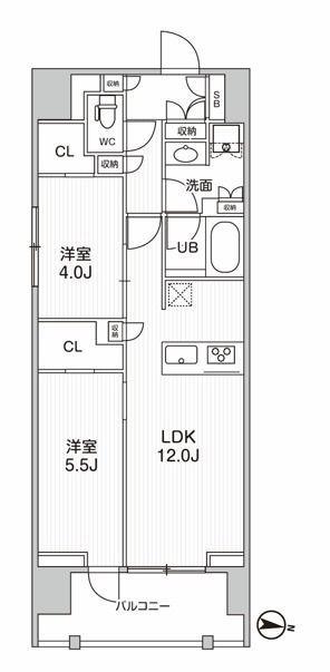 シーズンフラッツ押上フィオーレ(2LDK/2階)の間取り写真