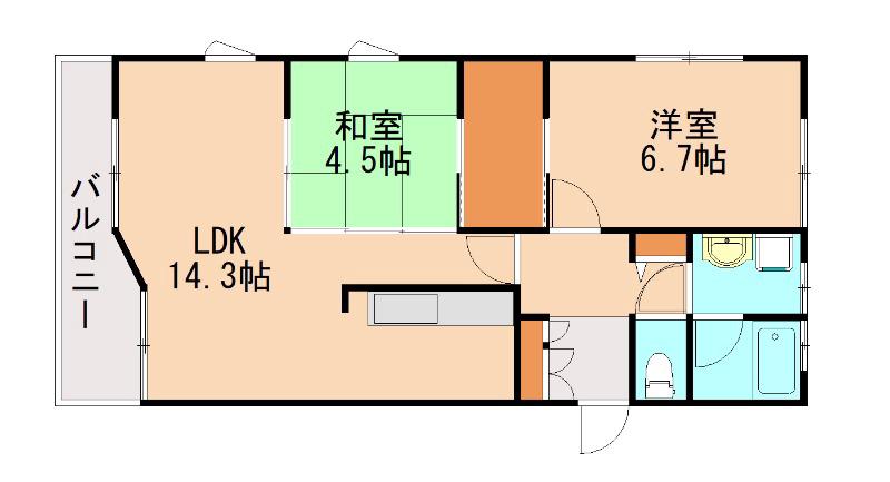 セントラーレII(2LDK/5階)の間取り写真