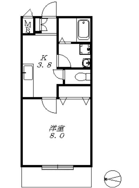 グローフラール(1K/1階)の間取り写真