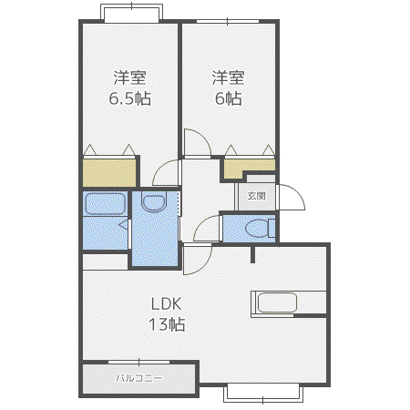 クリスタルリバー参番館(2LDK/3階)の間取り写真