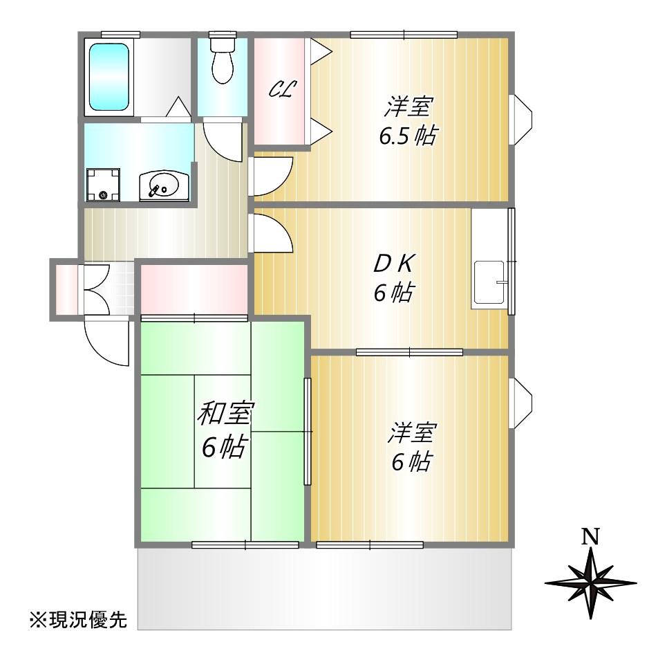 ベルコテーE(3DK/1階)の間取り写真